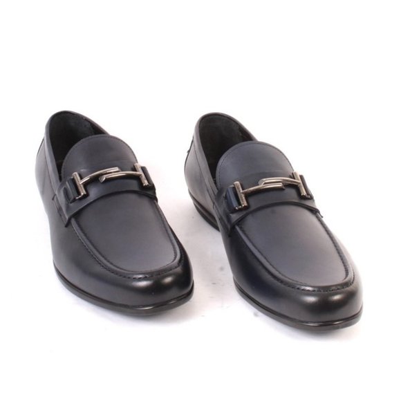 ROBERTO SERPENTINI 20598a Navy Leather Moccasins Loafers Shoes main image 5